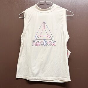 Reebok Cream Muscle Tee with Multicolor Logo